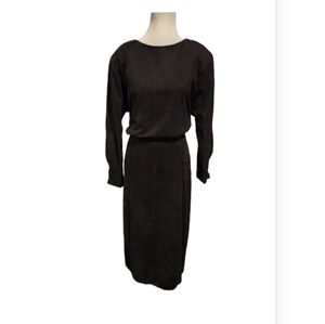 Vintage Seude/Leather Black Maxi Dress